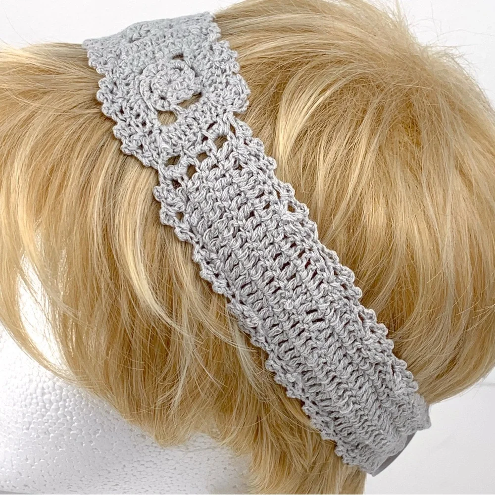 Crochet hair wrap gray women's Charming Charlie crochet headband